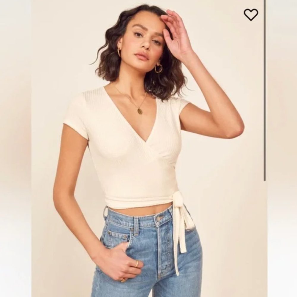 Reformation Flora Ivory Wrap Top